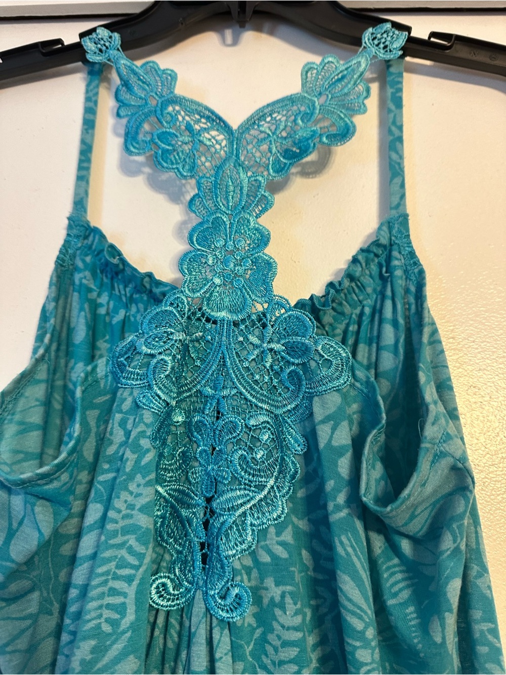 Y2K grass collection Teal Floral Lace-Back Sundress - Picture 8 of 8